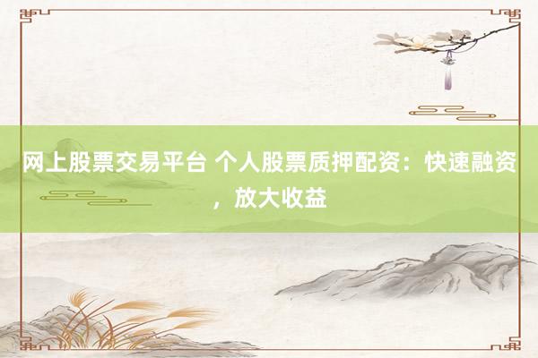 网上股票交易平台 个人股票质押配资：快速融资，放大收益
