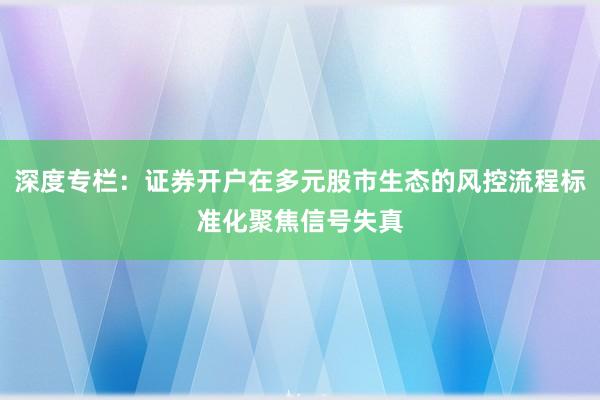 深度专栏：证券开户在多元股市生态的风控流程标准化聚焦信号失真