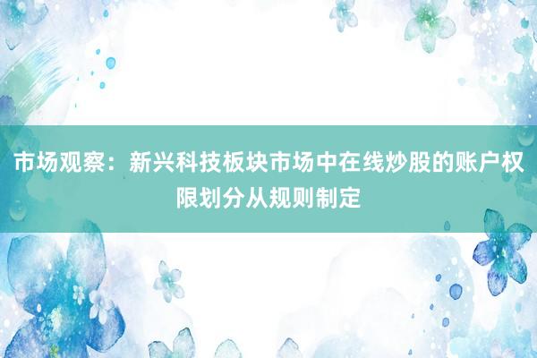 市场观察：新兴科技板块市场中在线炒股的账户权限划分从规则制定