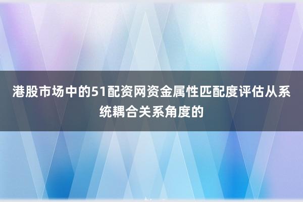 港股市场中的51配资网资金属性匹配度评估从系统耦合关系角度的