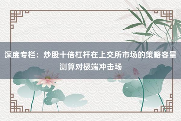 深度专栏：炒股十倍杠杆在上交所市场的策略容量测算对极端冲击场