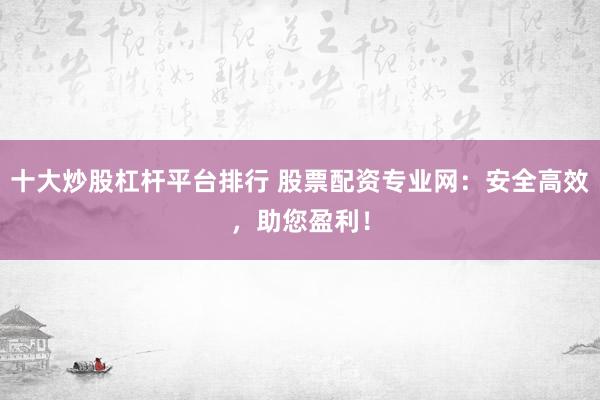 十大炒股杠杆平台排行 股票配资专业网：安全高效，助您盈利！