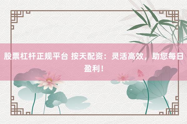 股票杠杆正规平台 按天配资：灵活高效，助您每日盈利！
