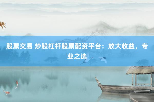 股票交易 炒股杠杆股票配资平台：放大收益，专业之选