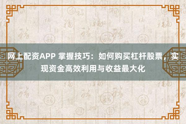 网上配资APP 掌握技巧：如何购买杠杆股票，实现资金高效利用与收益最大化