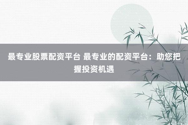 最专业股票配资平台 最专业的配资平台：助您把握投资机遇